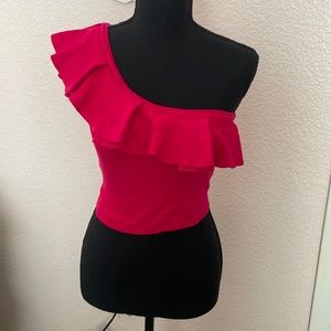 NWT Express fuchsia sweater, one shoulder tank